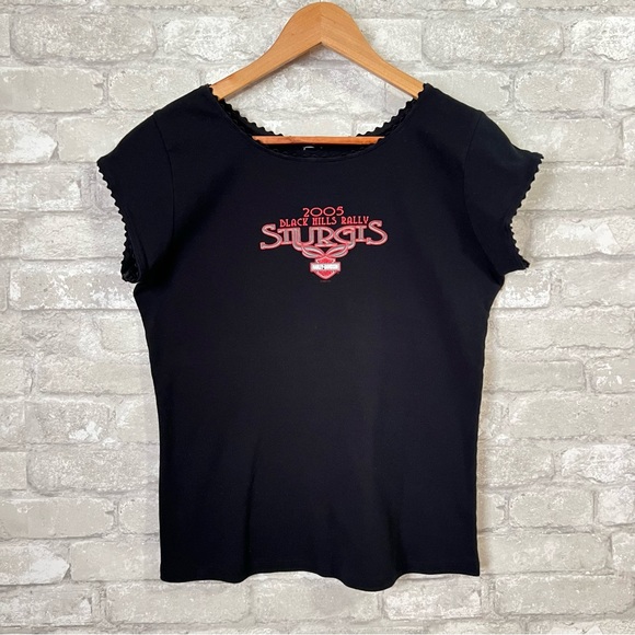 Y2K Harley Davidson Women XL Graphic Tshirt. Devils Tower Run Sturgis 65th Anniv - Picture 2 of 8